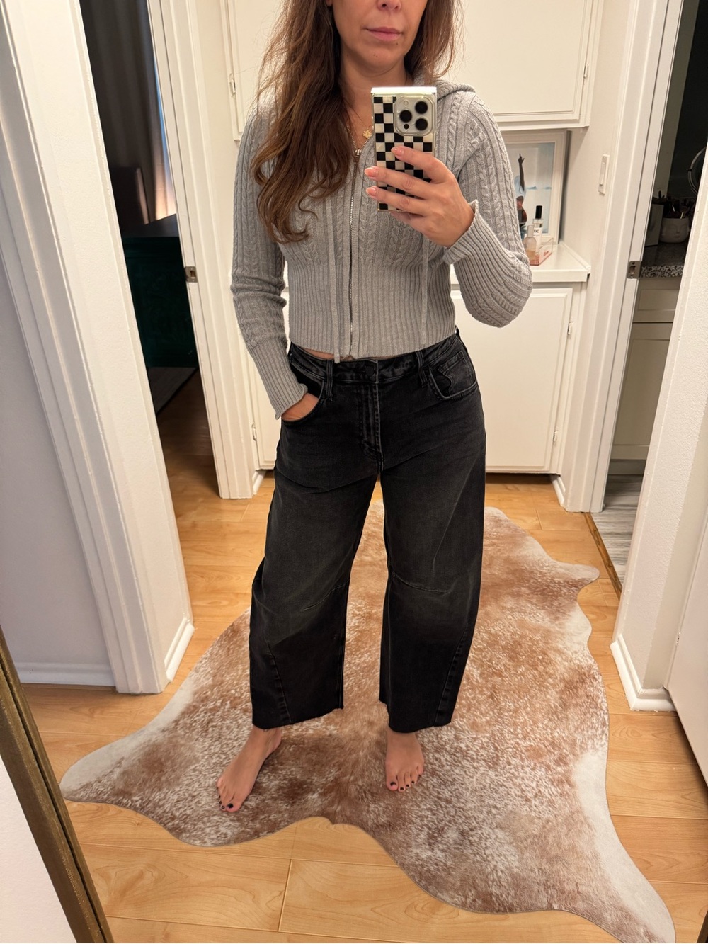 Just Black Denim - Black Cropped Barrel Jeans Size 27